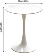Round Metal Side Table - Modern Slate Coffee Table, Decorative Accent End Table for Living Room, Bedroom, Patio - Small Circle Side Table with Sturdy Base, A