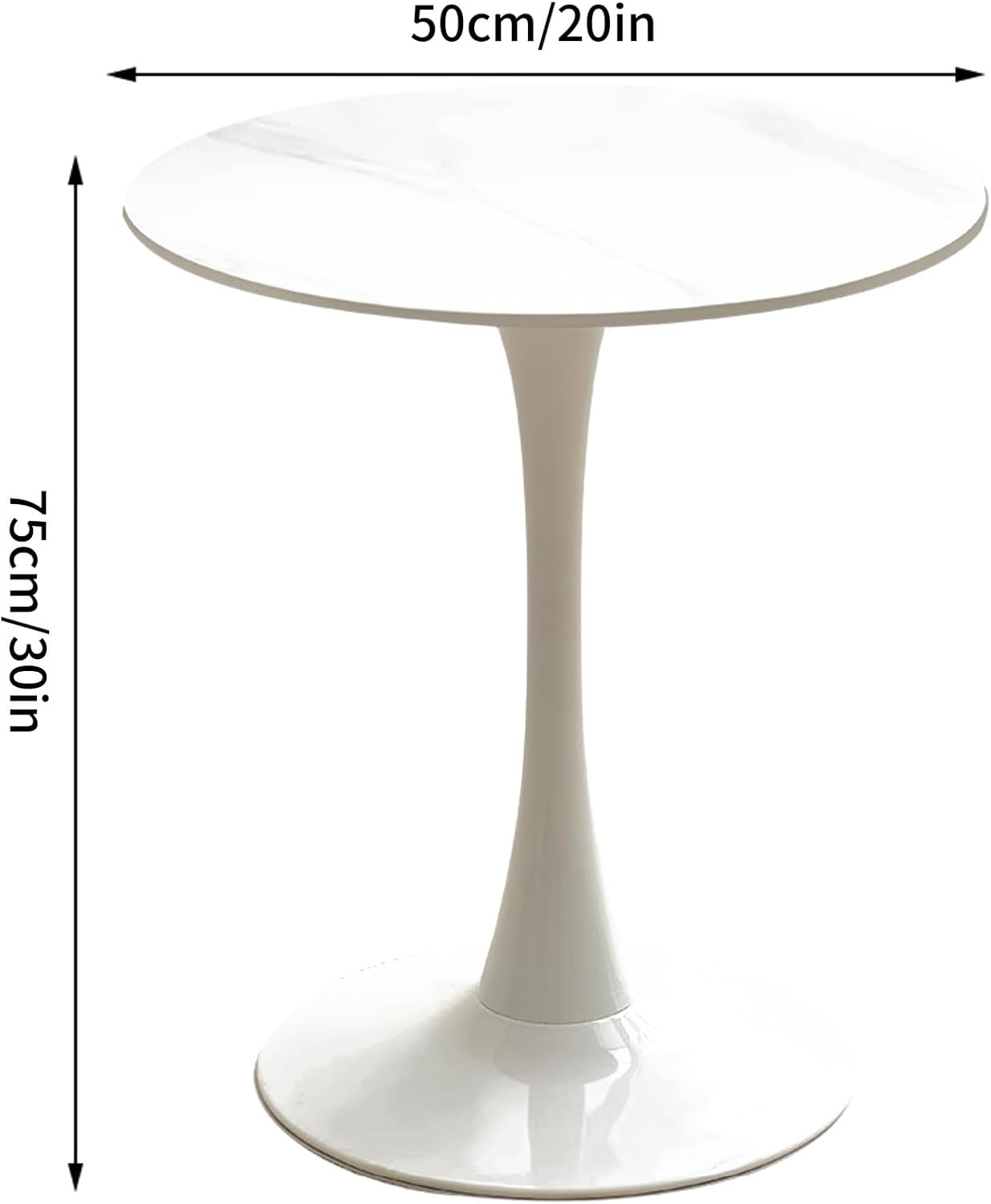 Round Metal Side Table - Modern Slate Coffee Table, Decorative Accent End Table for Living Room, Bedroom, Patio - Small Circle Side Table with Sturdy Base, A