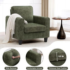 Comfy Accent Chairs for Living Room, Mid Century Modern Upholstered Living Room Chair, Chenille Reading Armchair for Apartment, Waiting Room, Office, Green