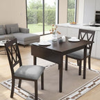 LUMISOL Farmhouse Extendable Kitchen Table Set with Drop Leaf and 2 Chairs, Espresso