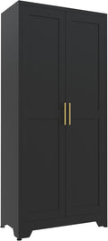Metal Storage Cabinet with Doors and Shelves, 61.02" Tall Kitchen Pantry Storage Cabinet for Food, Large Freestanding Pantry Closet for Kitchen, Dining Room, Living Room (Black)