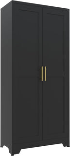 Metal Storage Cabinet with Doors and Shelves, 61.02" Tall Kitchen Pantry Storage Cabinet for Food, Large Freestanding Pantry Closet for Kitchen, Dining Room, Living Room (Black)
