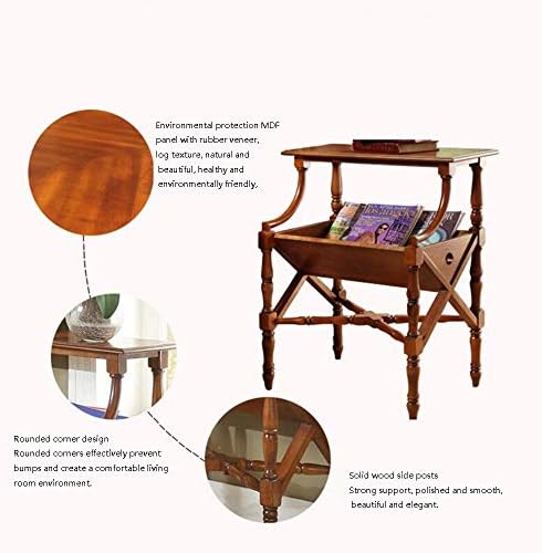 Telephone Table, Solid Magazine Rack/Sofa Side End Table,Living Room Newspaper Rack,Telephone Side Table,Cabinet with Bottom Shelf Storage(Color:Maroon,Size:23.0313.9731.