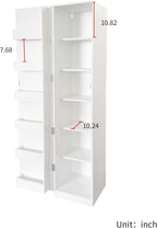 KEIKI 15.75" W Slim Kitchen Pantry Storage Cabinet with Door-Side Rack & Shelves, Tall Narrow Freestanding Sideboard Wood Hutch Food Pantries Cupboard for Coffee Bar, Dining Room