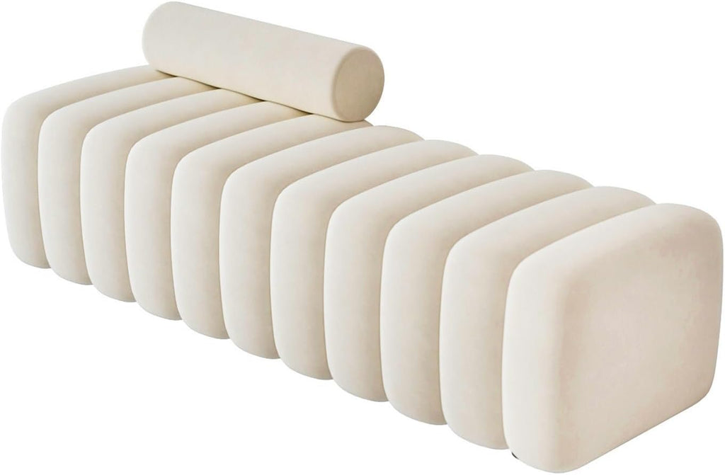 Modern Long Bench with Backrest for Changing Shoes Bedroom Bed end Walk-in Closet Rest Area Entryway(Large)