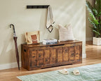 VANKILEY 51.2" Storage Chest Extra Large,Wooden Storage Bench,Rustic Brown | Chest with 2 Safety Hinges, 51.2*15.7*19.1inches, Wooden Trunk for Bedroom, Livingroom,Entryway,Easy Assembly.