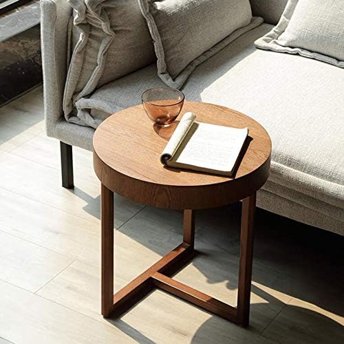 Telephone Table, Round Small Side Table,Sofa Corner end Table,Telephone Solid Wood Side Table,Negotiating Table,Solid Wood Support Legs(Color:Walnut,Size:18.8918.8920.07i