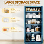 BESFUR 71" Tall Metal Storage Cabinet with 2 Doors and 4 Adjustable Shelves, Heavy Duty Kitchen Pantry Cabinet for Home Office, Kitchen, Garage and Dining Room, Blue,71”H x 27.5”W x 13.8”D