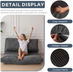 MAXYOYO Folding Sofa Bed, Extra Thick and Long Floor Sofa Convertible Chair with Washable Cover, Floor Couch Lounge Bean Bag Bed for Living Room, Dark Grey, 54x91 Inch | Extra Thick with Washable Cover, Chaise Lounge, Bean Bag Couch Bed for Bedroom