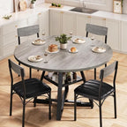 Dining Table Set for 4,Kitchen Table and Chairs for 4, Round Dining Room Table with Upholstered Chairs, 5 Piece Space Saving Circle Wood Kitchen & Dining Room Dinner Dinette Table Set (Gray, 42In)