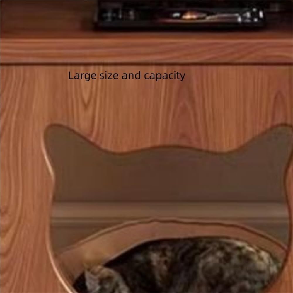 Round End Table with Cat Nest Nightstand Side Table with Storage Bedside Tables Accent Tables for Living Room Long-Lasting(Natural)