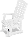 Poly Lumber Patio Glider with Cup Holders, High Backrest and Deep Contoured Seat, HIPS Material, All-Weather Resistant, Heavy Duty 700 Pounds (White, 1-Seat)