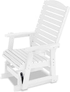 Poly Lumber Patio Glider with Cup Holders, High Backrest and Deep Contoured Seat, HIPS Material, All-Weather Resistant, Heavy Duty 700 Pounds (White, 1-Seat)