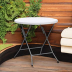 VINGLI 32" Round Folding Commercial Banquet Table, Portable Plastic Coffee Card Dining Table for Kitchen or Outdoor Party Wedding Event, 1 Pack, White | Folding