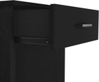 Nightstand 21" H, One Drawer, Low Shelf, Superior Top, Black,for Small Spaces