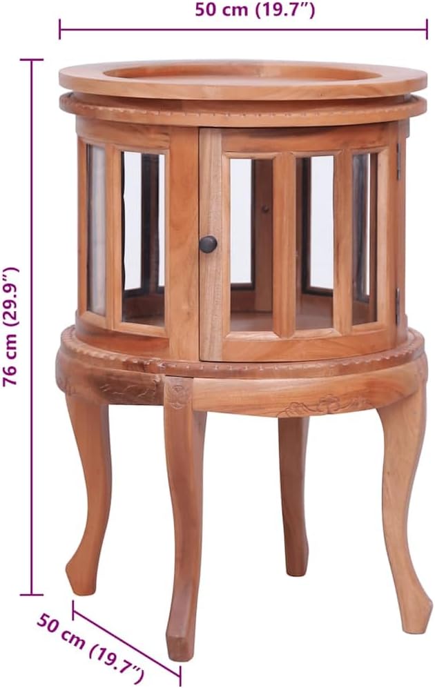 Solid Mahogany Wood Vitrine Cabinet with Glass Display 19.7x19.7x29.9 Inches for Living Room Bedroom and Entryway