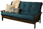 Kodiak Tucson Queen Futon Frame and Mattress Set - Wood Futon with Mattress Included in Fabric Mattress (Gray/Walnut)