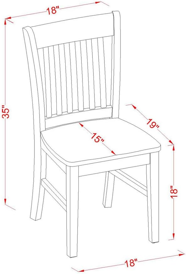 East West Furniture NFC-BCH-W Norfolk Dining Chairs - Slat Back Wood Seat Kitchen Chairs, Set of 2, Black & Cherry