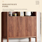 Ieejdn 71.34" Tall Arched Kitchen Pantry,Modern Fluted Wood Storage Cabinet with Doors,Adjustable Shelves,Organizer, Versatile Cupboard for Kitchen,Living Room,Dining Room,Bathroom,Walnut