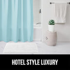 GORILLA GRIP Waffle Shower Curtain, Thick Weighted Fabric, Wrinkle and Rust Resistant, Classic Hotel Quality Design, Heavy Duty Long Curtains for Bathroom Showers Bath Tubs Machine Wash 72x72 Spa Blue