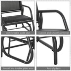 Outsunny Porch Glider Set of 2 Steel Frame Black | Swing Glider Chair, Breathable Mesh Fabric, Curved Armrests, for Garden, Poolside, Backyard, Balcony