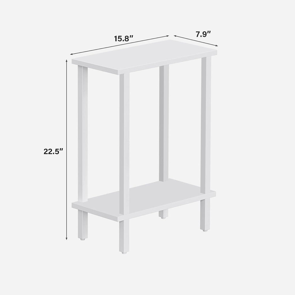 TUTOTAK Small Side Table, Narrow End Table, Skinny Sofa Table, Slim Nightstand, Couch Table, Living Room, Bed Room, White TB01BW062