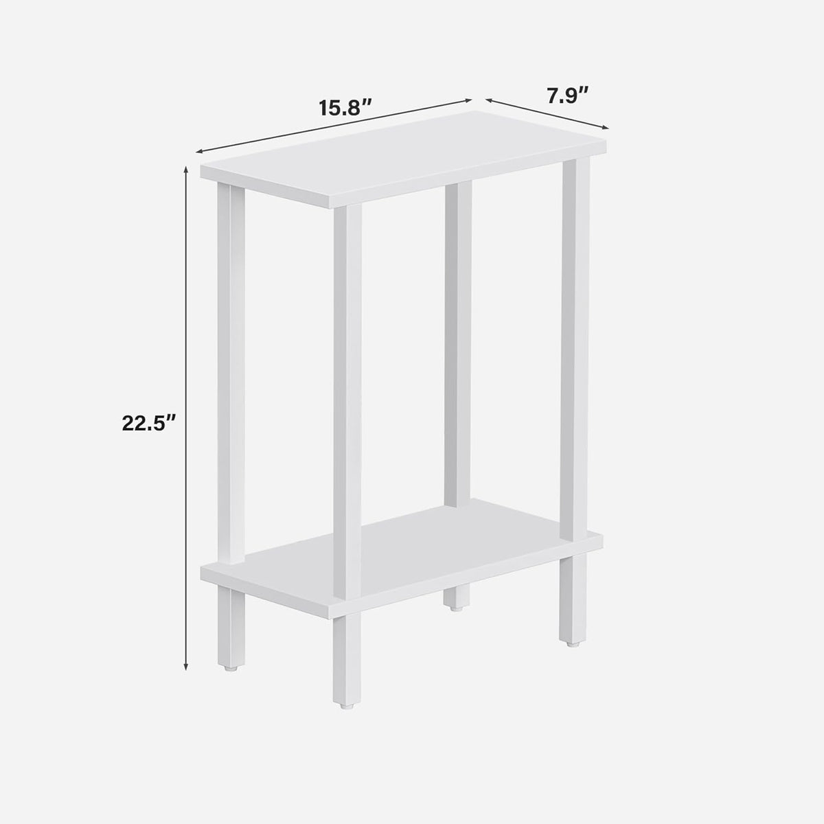 TUTOTAK Small Side Table, Narrow End Table, Skinny Sofa Table, Slim Nightstand, Couch Table, Living Room, Bed Room, White TB01BW062