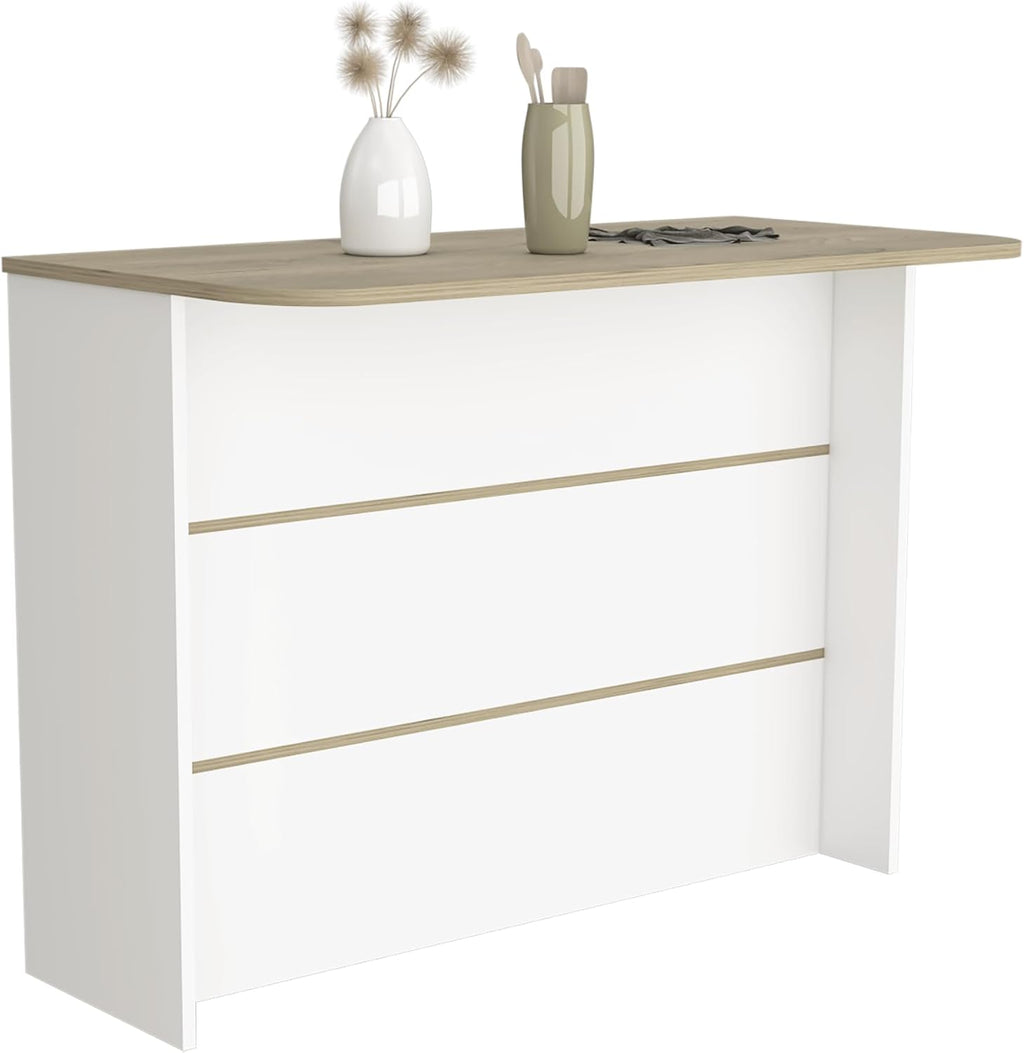 Kitchen Island with Two-Tier Storage Shelf and Workstation, White | Two-tier storage shelf and spacious workstation for efficient meal prep
