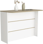 Kitchen Island with Two-Tier Storage Shelf and Workstation, White | Two-tier storage shelf and spacious workstation for efficient meal prep