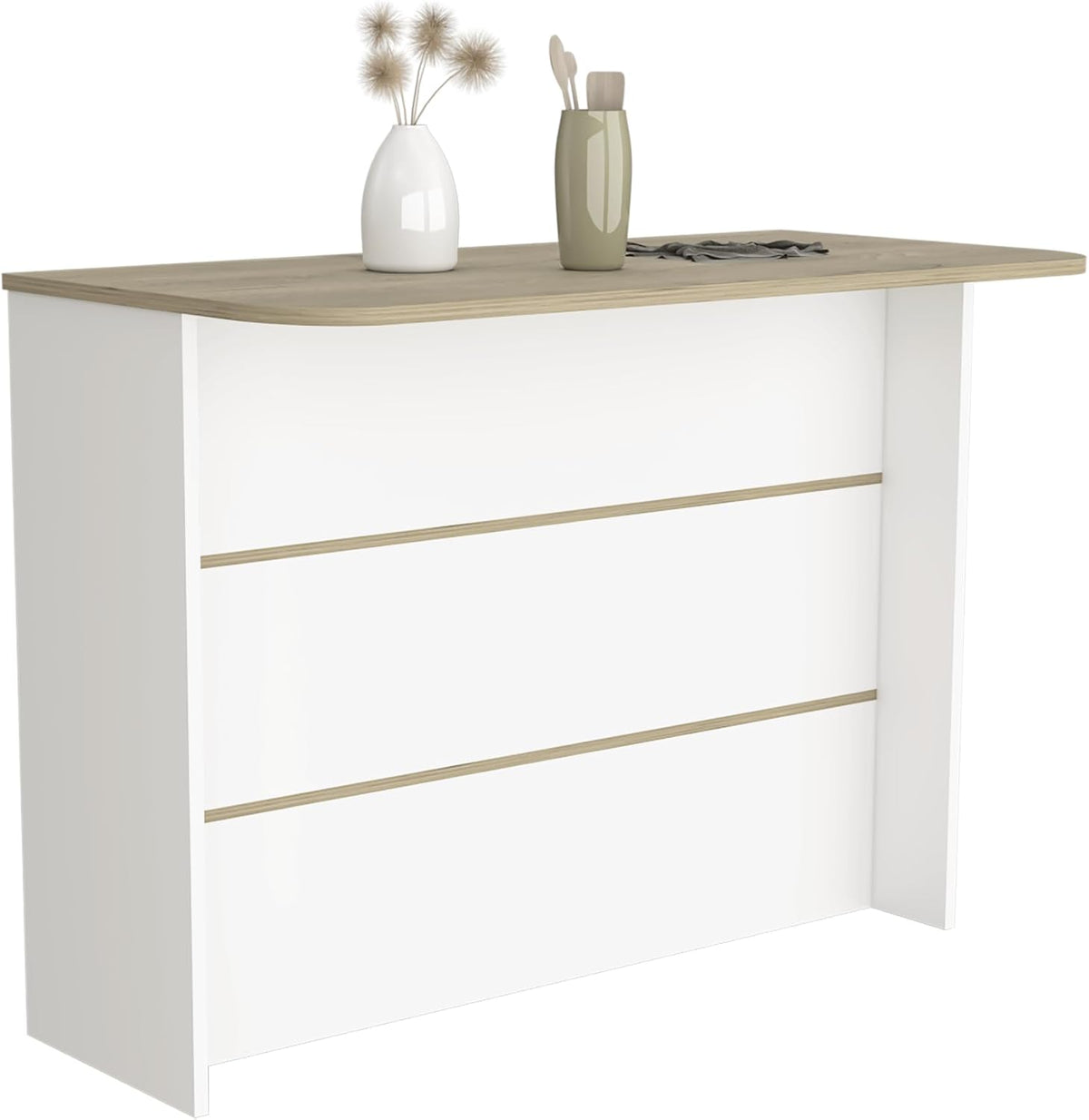 Kitchen Island with Two-Tier Storage Shelf and Workstation, White | Two-tier storage shelf and spacious workstation for efficient meal prep