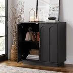 FORTUNETEC 31.5" Modern Sideboard Buffet Cabinet with Storage, Black