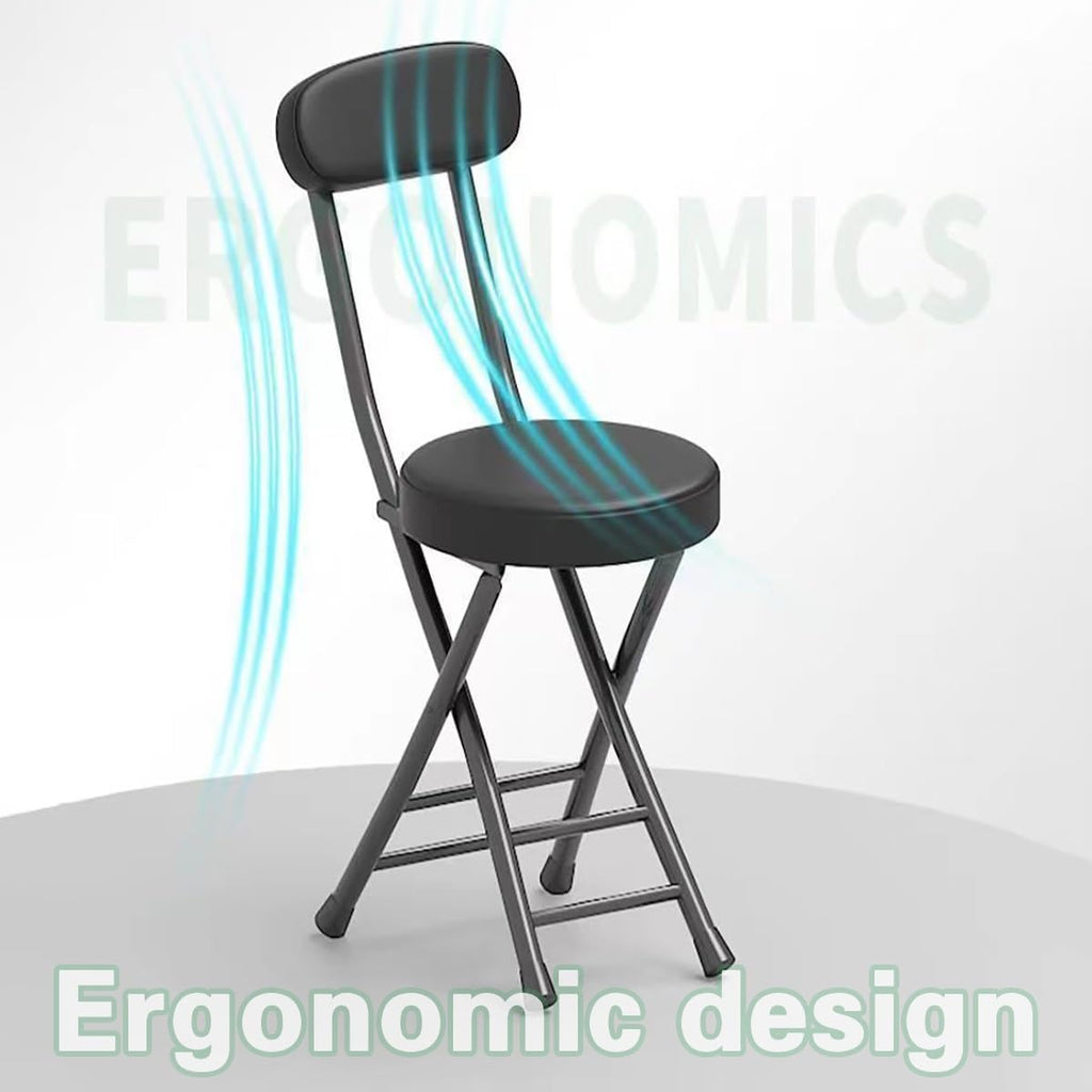 18inch Counter Height Folding Stools for Adults, Cushioned Padded Folding Bar Stool with Footrest & Backrest, Foldable Counter Stool Load Capacity 150kg/330lb, For Kitchen Garden Office ( Color : Brow