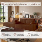108" Brown Modular Sectional Cloud Couch for Living Room Deep Seat L Shapes Couch with Oversized Chaise Lounge, Comfy Memory Foam Flannel Fabric Sofa for Bedroom Apartment