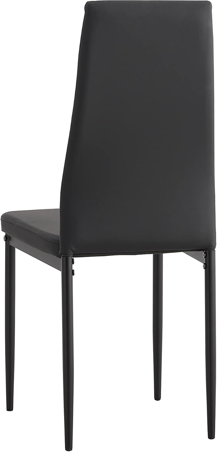 IANIYA Modern Dining Chairs Set of 4, Black Side Dining Room Chairs with Faux PU Leather Padded & High Back, Kitchen Chairs for Dining Room, Living Room, Apartment