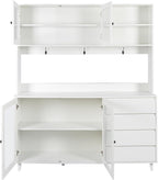 63'' Farmhouse Kitchen Pantry Cabinet, Tall Kitchen Storage Cabinet Home Storage with Microwave Stand, Freestanding Kitchen Hutch Cabinet with Storage 4 Doors, 4 Drawers - muebles para cocina (White)