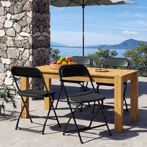DUMOS Folding Chairs Sets of 20, Portable Chairs, Home Office | 330lbs Stackable Fold Up for Indoor Outdoor Patio Camping Party Garden Wedding, Black