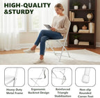 Plastic Folding Chair 10 Pack, White Foldable Chairs with 350 lbs Capacity, Indoor Outdoor Heavy Duty Metal Folding Chairs, Portable Chairs for Home, Office, Party, Wedding,Patio