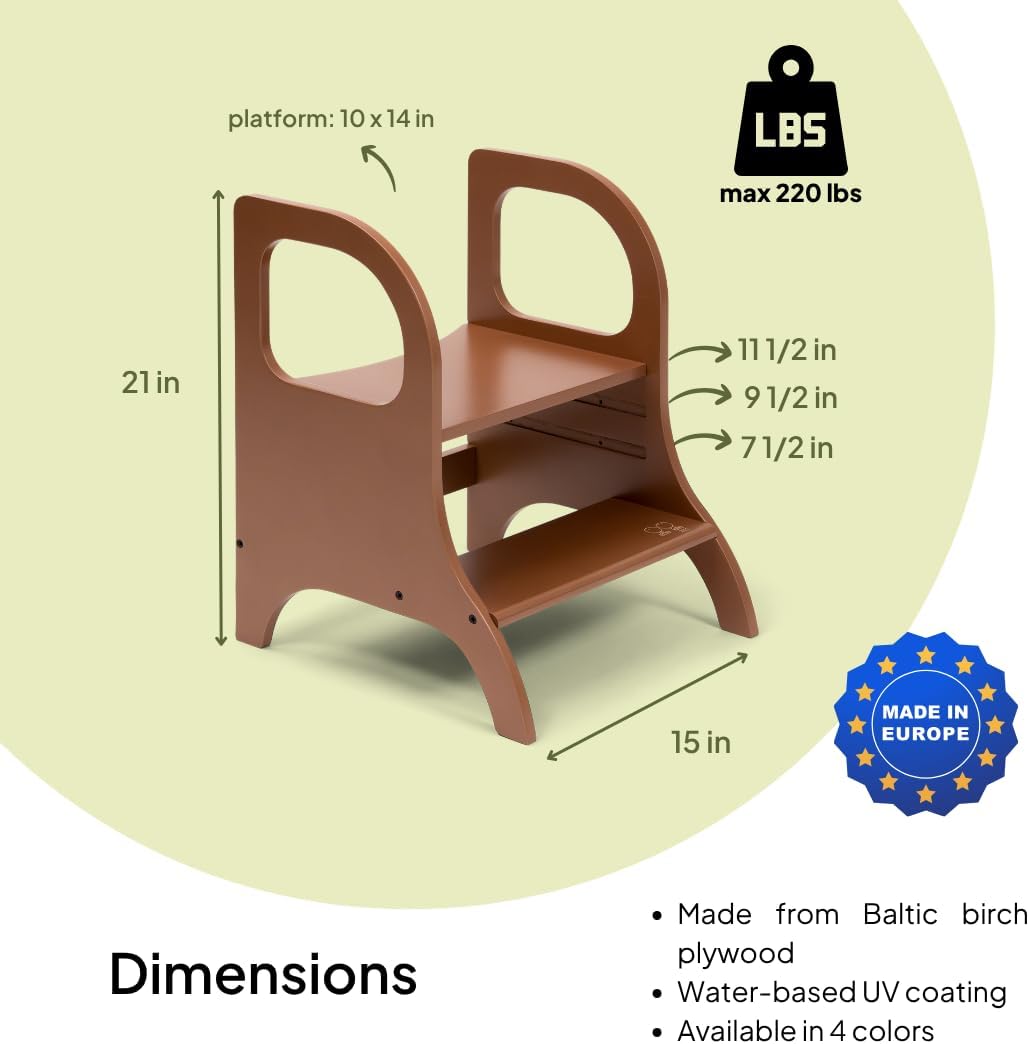 Ette Tete MIIMO • Adjustable Height Toodler Step Stool • Potty Training Toilet Stool (Mocha)