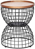 Telephone Table, Mobile Tray Sofa Side Table,Retro Solid Wood Telephone Desk,with Metal Storage Space,Diameter 16.14inch (Color:Walnut,Size:16.1416.1419.68in)