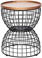 Telephone Table, Mobile Tray Sofa Side Table,Retro Solid Wood Telephone Desk,with Metal Storage Space,Diameter 16.14inch (Color:Walnut,Size:16.1416.1419.68in)