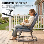 Outsunny Oversized Folding Rocking Camping Chair Set of 2 Padded Navy Blue | Outdoor Rockers, High Back and Armrests, Portable Outdoor Patio Chairs, Steel Frame, Garden Porch Lawn