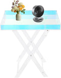 Acrylic Folding Tray Table,Iridescent End Table,Colorful Acrylic Side Table,Rainbow End Table,24x20x14 inch for Homes, Bars, Showrooms