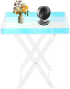 Acrylic Folding Tray Table,Iridescent End Table,Colorful Acrylic Side Table,Rainbow End Table,24x20x14 inch for Homes, Bars, Showrooms
