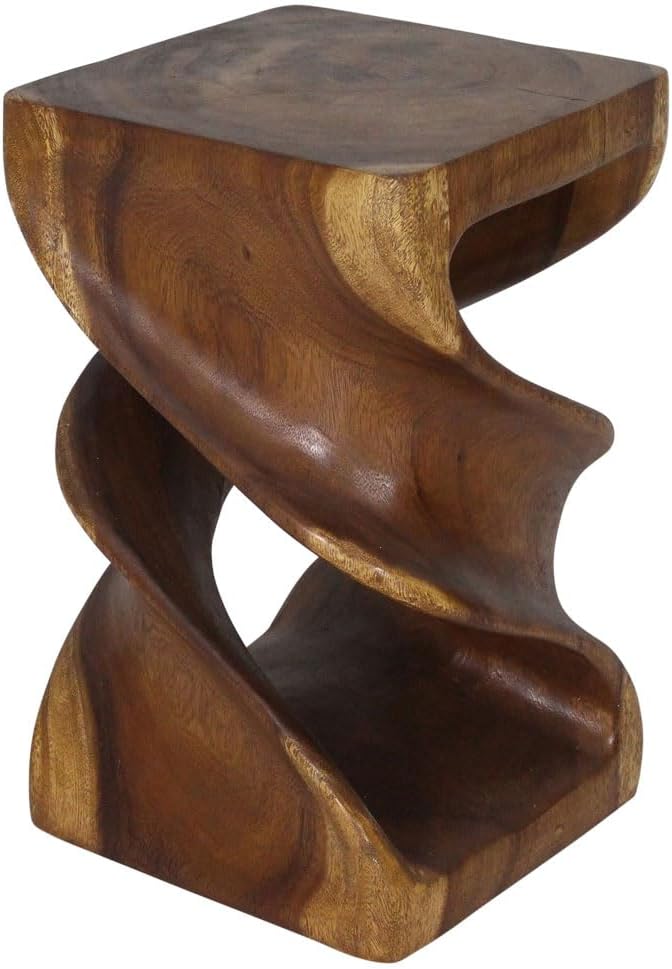 Haussmann Sculptural Double Twist Table, Solid Rain Tree Wood, Walnut‑Tone Oil