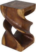 Haussmann Sculptural Double Twist Table, Solid Rain Tree Wood, Walnut‑Tone Oil