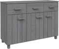 Sideboard Buffet Cabinet, Dark Grey Solid Pine Wood Credenza with 3 Drawers and 3 Doors, Wooden Storage Cupboard for Dining Room, Entryway, 44.5 Inches Long