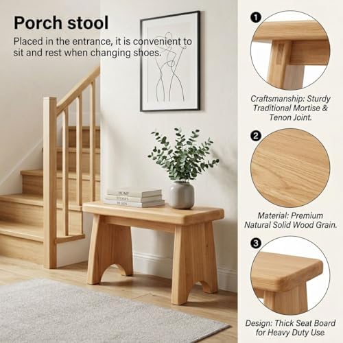 Solid Wood Bench, 24" 31" 35" 39" 47" 59" Rustic Entryway Bench, Narrow End of Bed Bench for Bedroom, Farmhouse Dining Bench for Kitchen, Living Room, Hallway, Easy Assembly