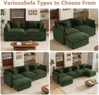 mikibama Modular Sectional Sofa, 70.8 Inch L Shaped Couch Set for Living Room, Loveseat Comfy Cloud Couches with Movable Ottoman, DIY Combination, Chenille, Evergreen
