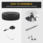 WKWKER Adjustable Vanity Stool for Makeup Room Swivel Makeup Stool Small Round Ottoman for Living Room Makeup Chair for Bedroom SPA Salon Studio (Black)