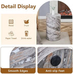 Round End Table Living Room Table, Faux Marble Sofa Couch Side Table, Bedside Nightstand for Small Spaces, Bedroom